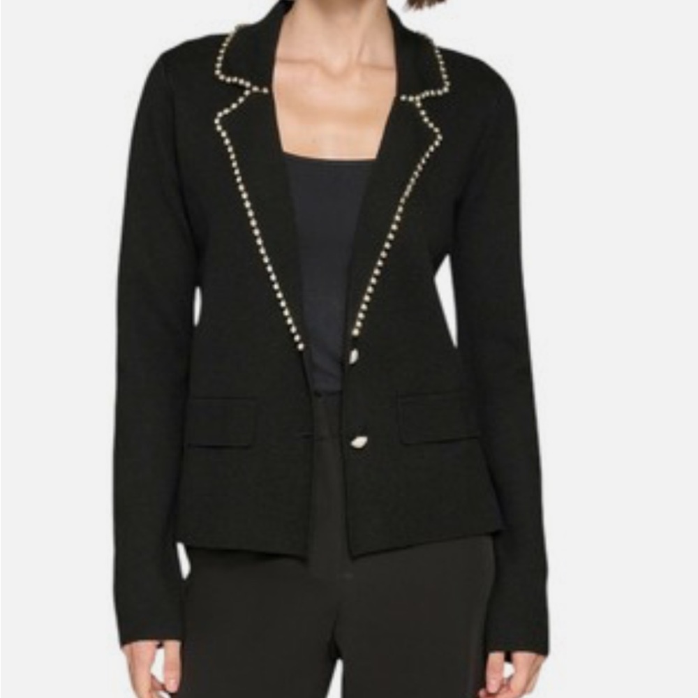 Karl Lagerfeld Paris Women's Black Rhinestone Cardigan Blazer Sweater NWT medium